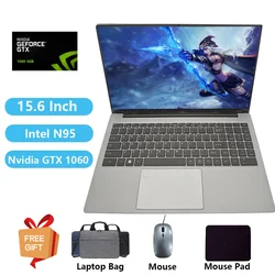 Portátil para juegos 2024 con tarjeta gráfica NVIDIA GTX1060 Windows 11, cuadernos escolares Intel N95, 32GB de RAM + 1TB, Netbook RJ45