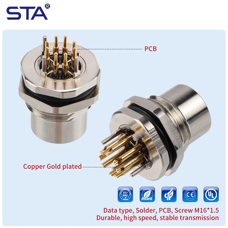 M12 X Y Code 8 Pin Female IP67 Waterproof Connector Metal bulkhead Socket Panel Mount CAT6A Industrial Ethernet Data Adapter