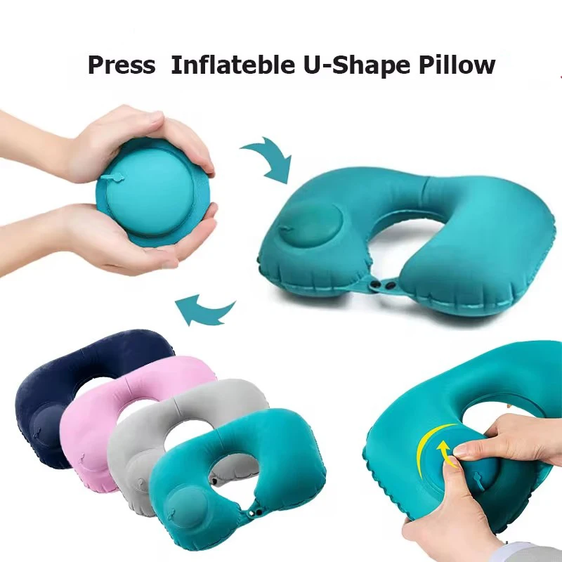 

U-Shape Travel Pillow New Pres Inflateble Pillow Neck Portable Folding Outdoor Traveling Car Airplane Inflate Ring Neck Pillows