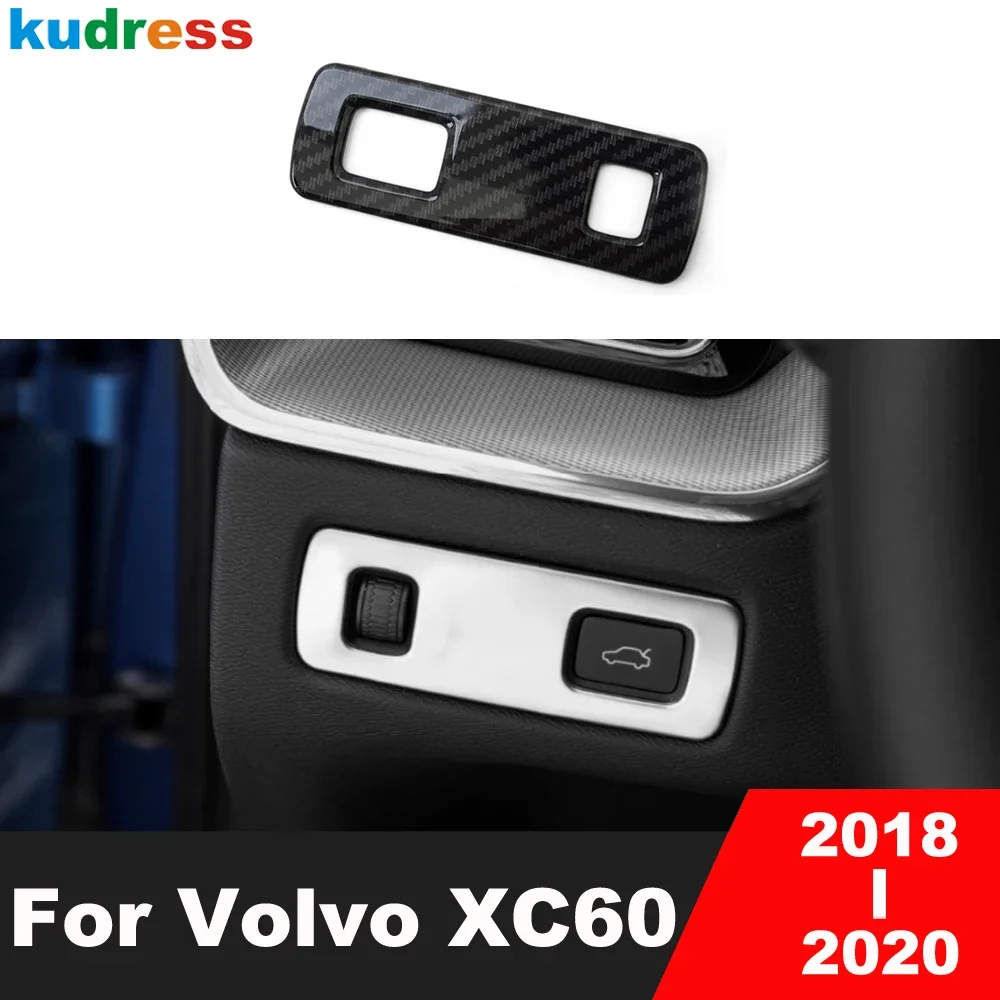 For Volvo XC60 XC 60 2018 2019 2020 Carbon Fiber Car Head Light Lamp Switch Button Panel Cover Trim Interior Accessories