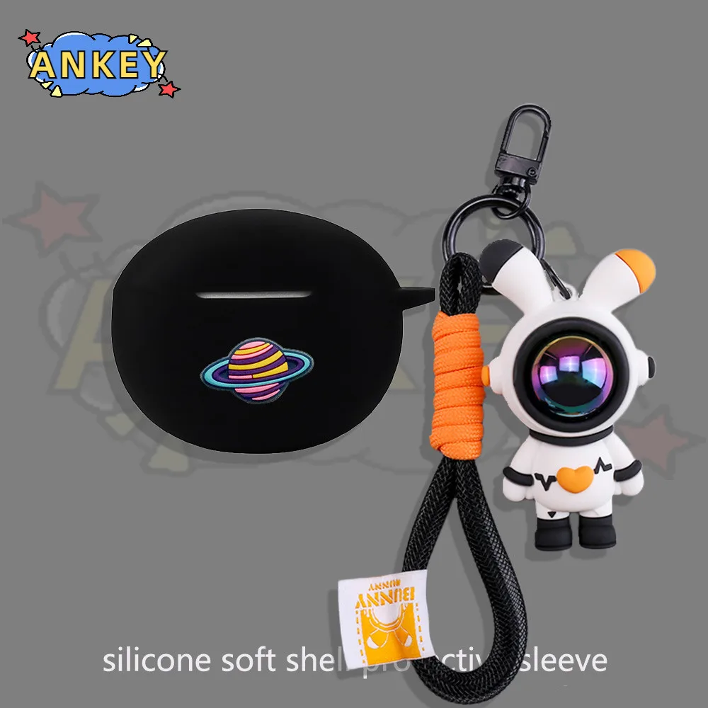 Capa de silicone para Huawei FreeClip Earbuds, capa de astronauta dos desenhos animados Fone de ouvido protetor macio