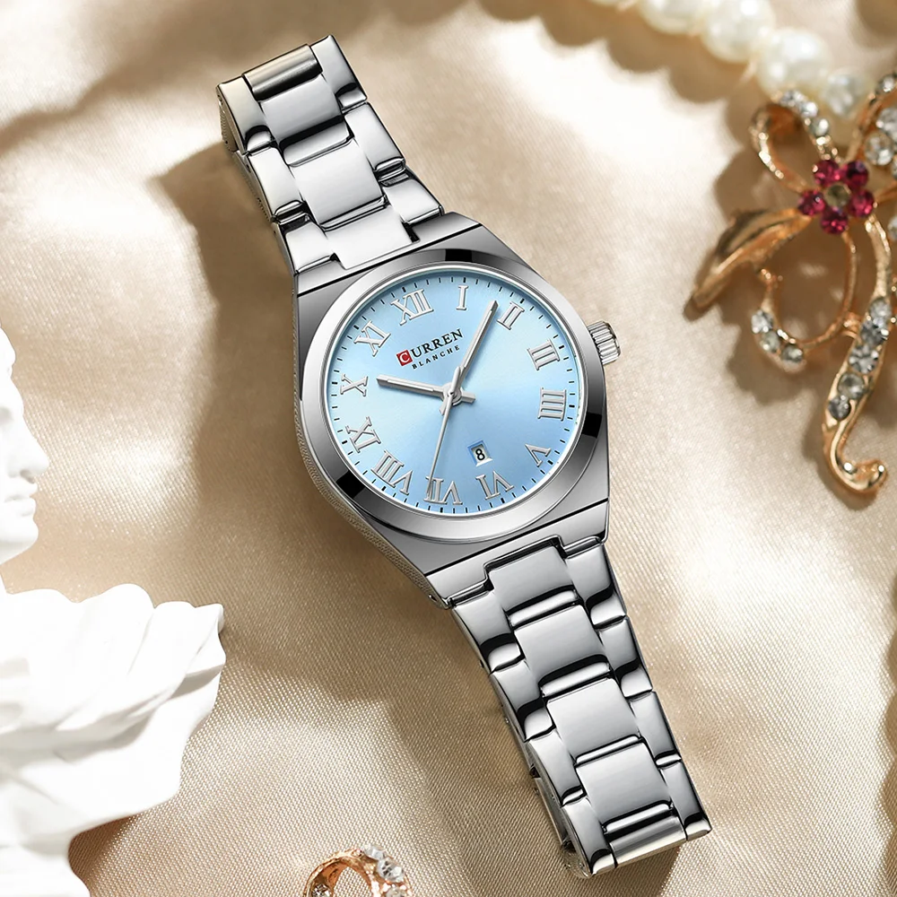 CURREN Brand Women's Stainless Steel Strap Watch with Roman Numerals Elegant & Grand, Perfect Gift with Box image 6