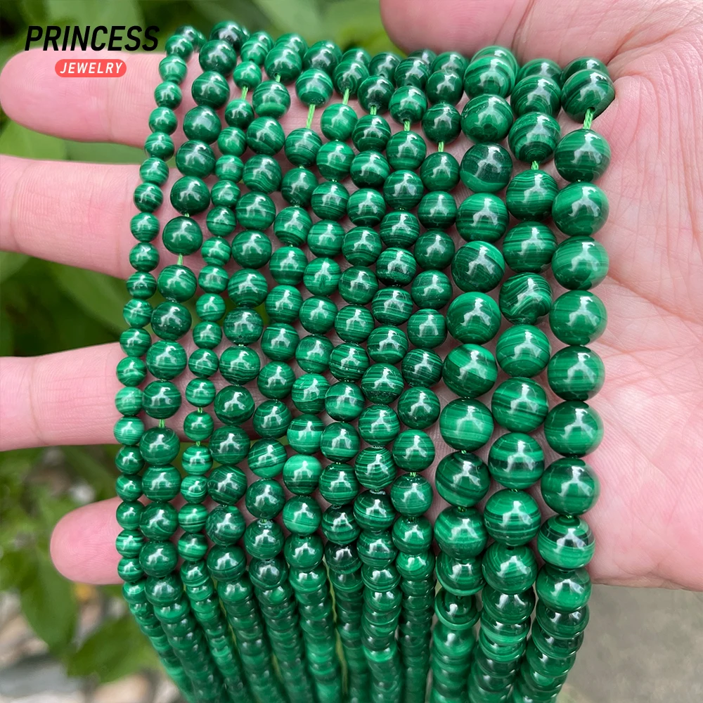 A+++ 100% Natural Malachite 5 6 8mm Charms Loose Beads for Jewelry Making Bracelet Wholesale Stone Beads DIY Accessories