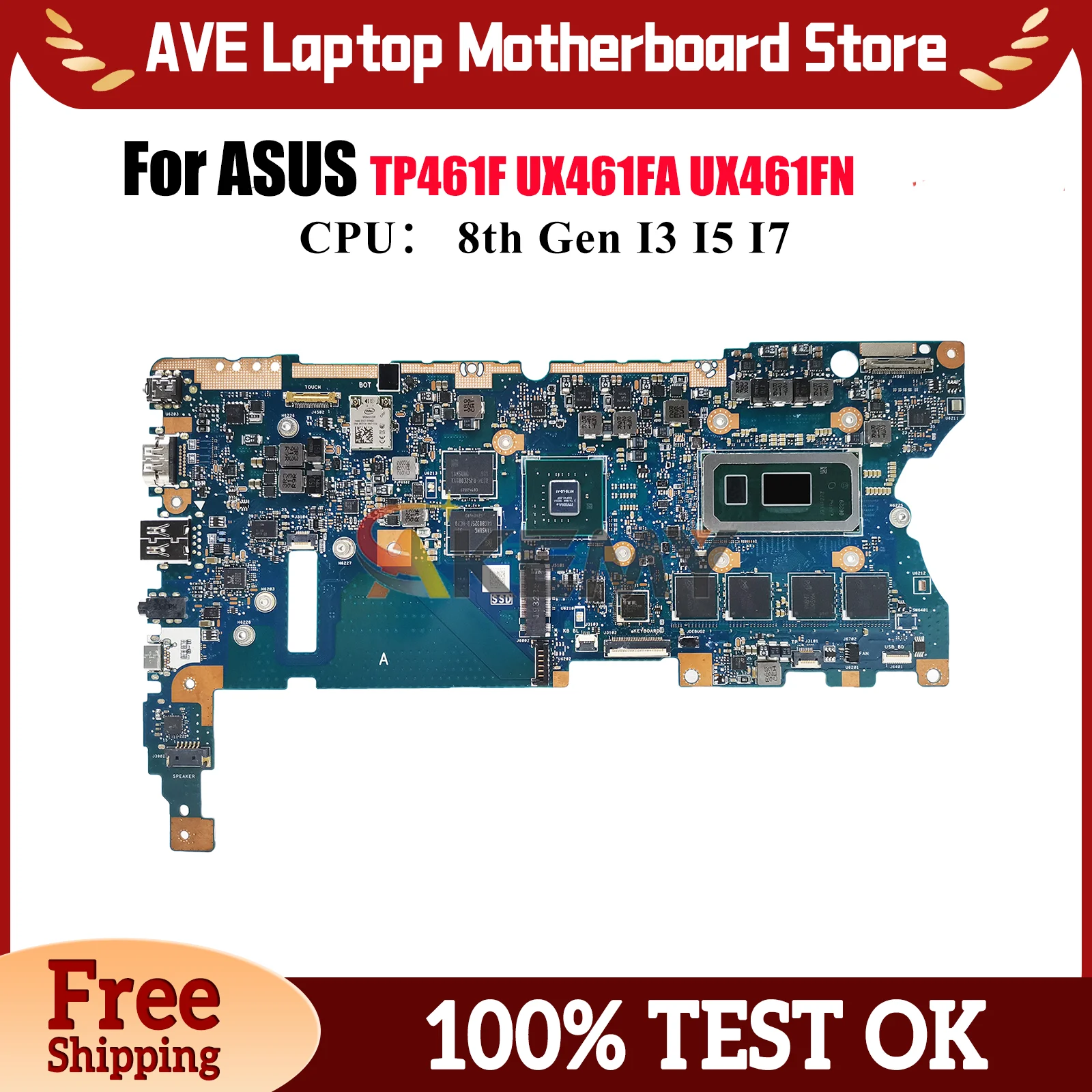 

UX461FN Laptop Motherboard For ASUS ZenBook TP461UN TP461UA UX46UN UX461 Notebook Mainboard With I3 I5 I7 CPU 100% tests OK stk