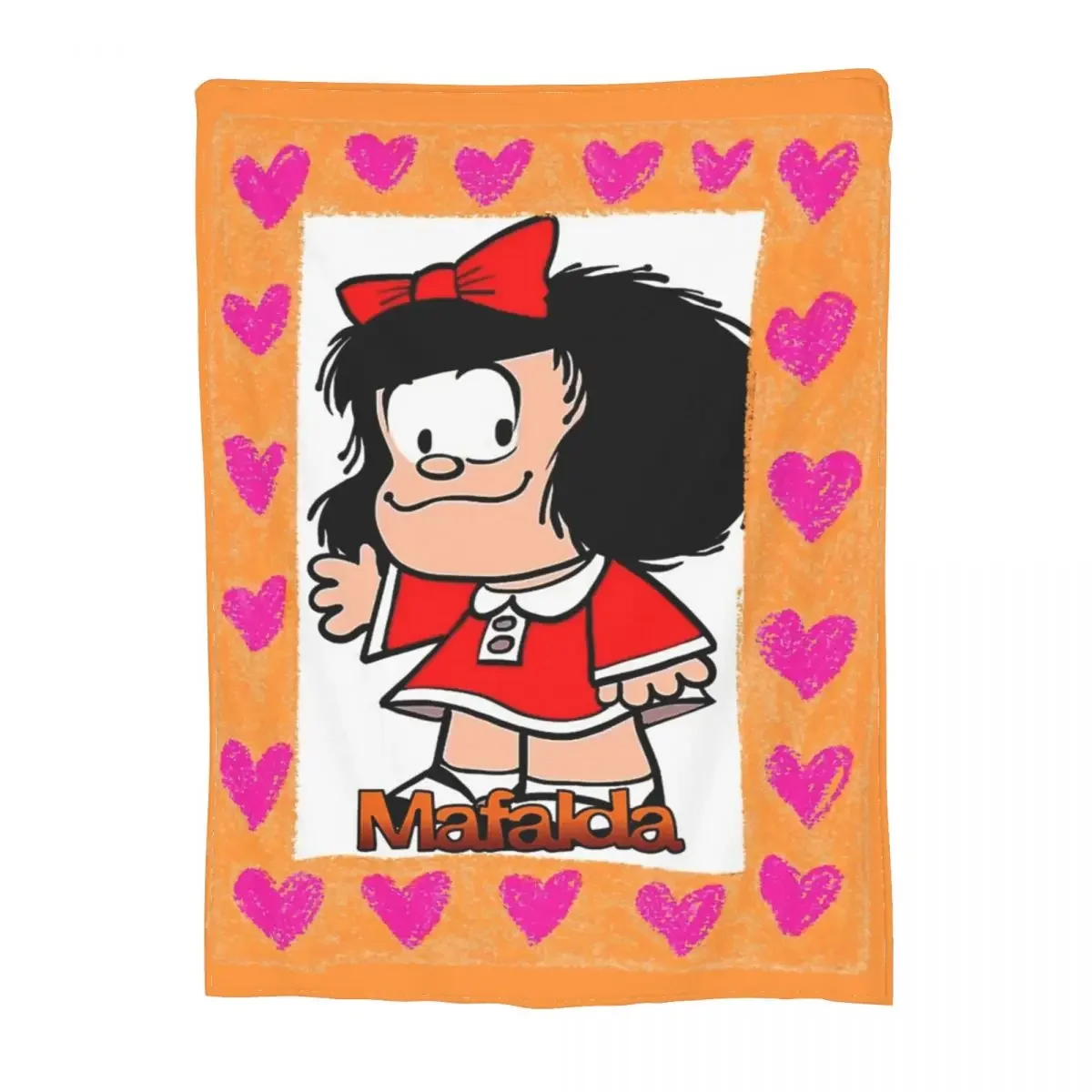 Mafalda Heart Blankets Flannel Textile Decor Happy Mafalda Comic Relax Soft Throw Blanket for Bedding Travel Rug Piece