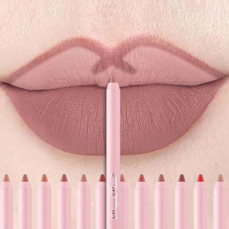 12 Colors Matte Lip Liner Pencil Waterproof Plumping Stain Lipstick Nude Pink Lip Liner Pen Outline The Lips Contouring Makeup