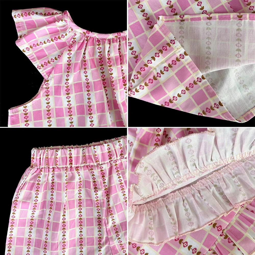 Sommermode-Set für Mädchen, Kinder-Blumendruck, fliegende Ärmel, Top + Shorts, zweiteiliges, süßes, erfrischendes Set für kleine Mädchen – Detail 9