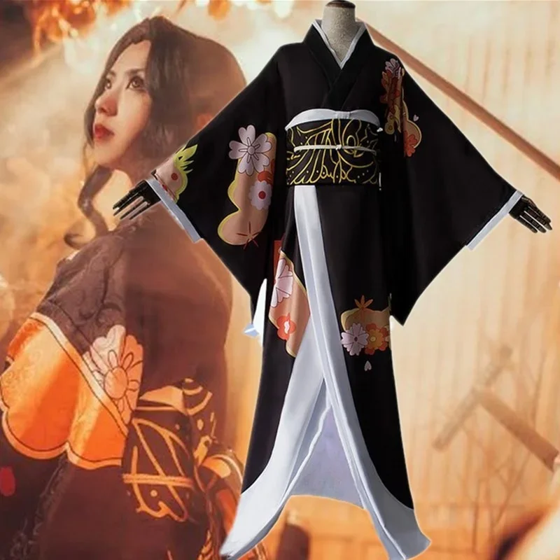 Anime Kimetsu no Yaiba Cosplay Costume para Mulheres, Uniformes Kimono, Roupas Cosplay, Vestidos de Peruca