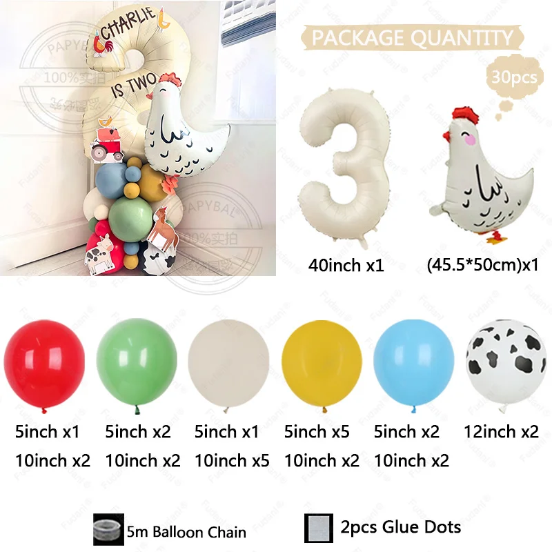 30 قطعة مزرعة المشي بالونات على شكل حيوانات مجموعة بالون اللاتكس الملون للأطفال حفلة عيد ميلاد زينة لعبة الهيليوم Globos هدية