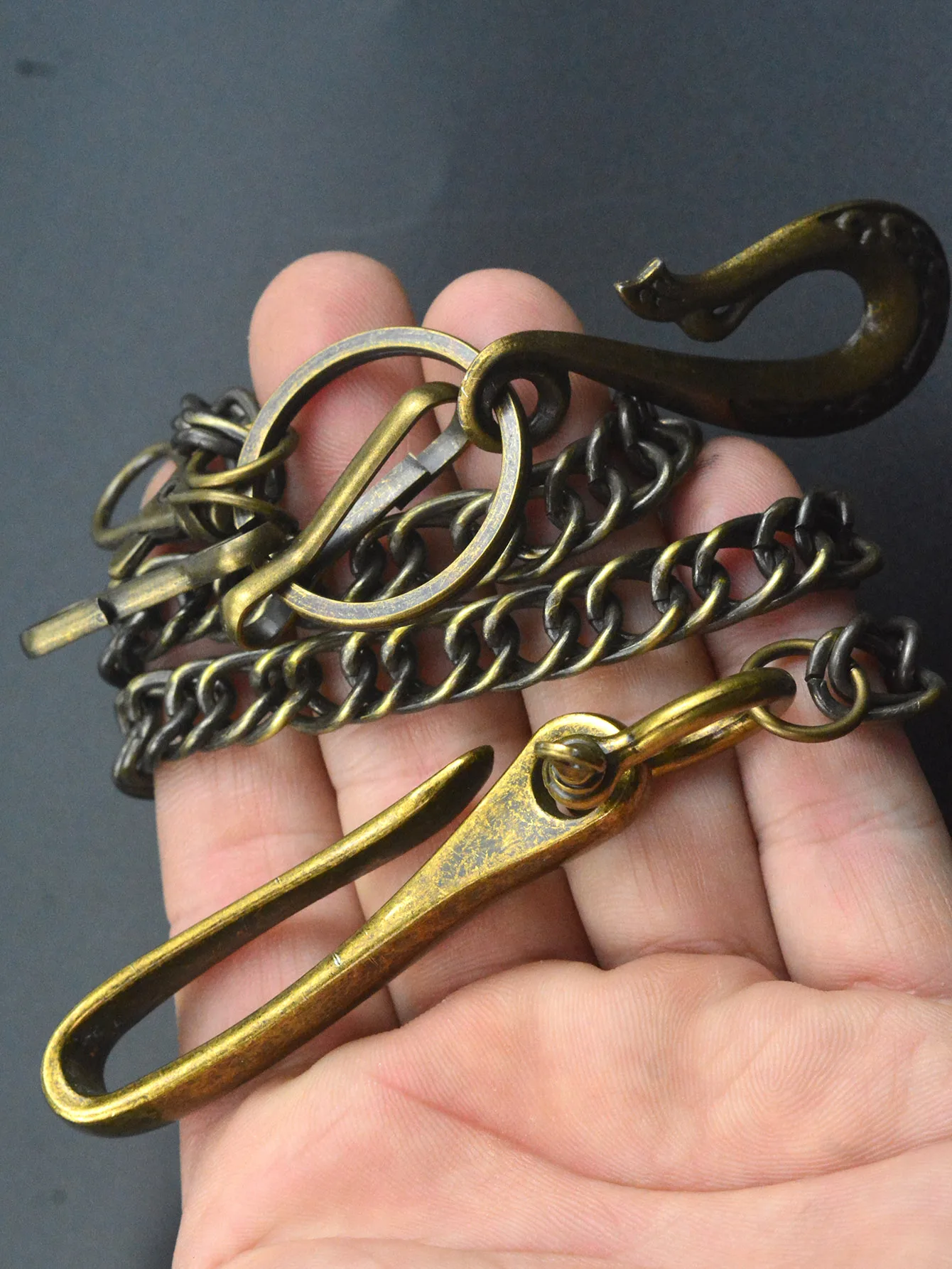 24 inches Hip pop bronze Punk Trousers Jeans biker Wallet curl Chain men Keychain phoenix belt U hook Buckle Clips EDC Gift