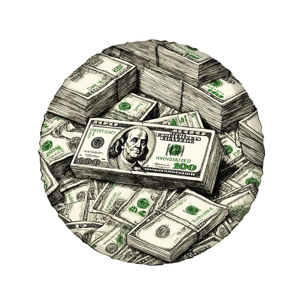Stacked Dollar Bills Tire Cover Polyester Spare Wheel Protector for SUV Truck RV