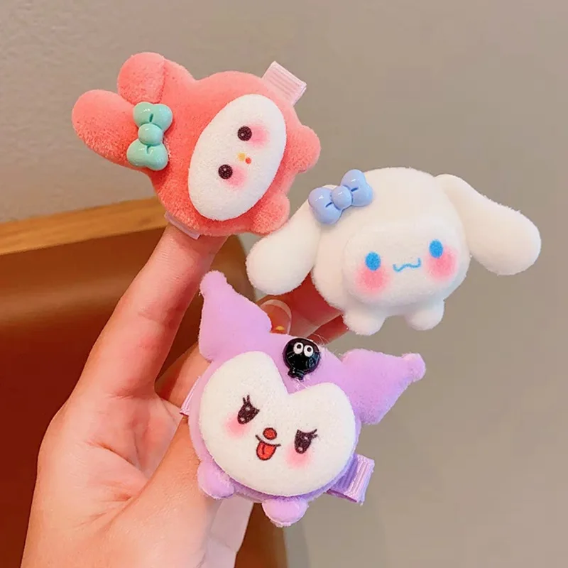 Miniso Korean Children's Plush Duck Bill Sanrio Hairpin Headgear Does Not Hurt Hair Yugui Dog Cartoon Bangs Clip Cute Hairpin