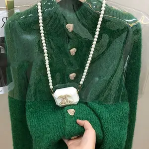 Green Mesh Wollmantel Herbst Halbkragen lässige lässige süße koreanische Mode Winter Nova Casual Jacke 7 Hauptverkäufe Strickjacke Frauengrün - №5