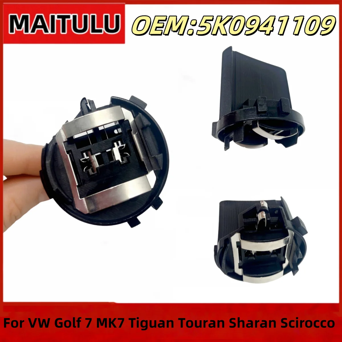 

1 шт., 12 В, кронштейн галогенной лампы H7, держатель адаптера лампы ближнего света для VW Golf 7 MK7 Tiguan Touran Sharan Scirocco 5K0941109