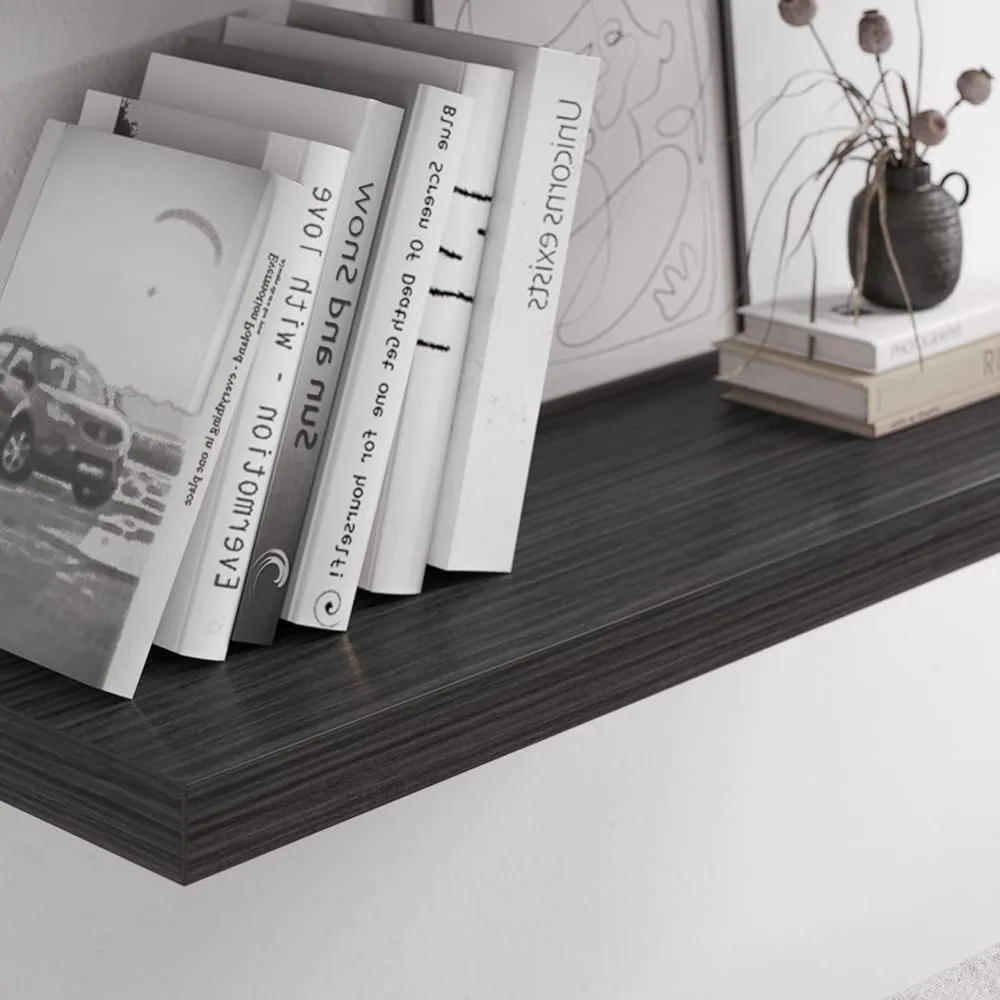 مجموعة خشبية مكونة من 3 أرفف حائط عائمة - 36 عريضة × 12.75 عمق × 2 مرتفعة مع دعامات مخفية لديكور غرفة المعيشة #5