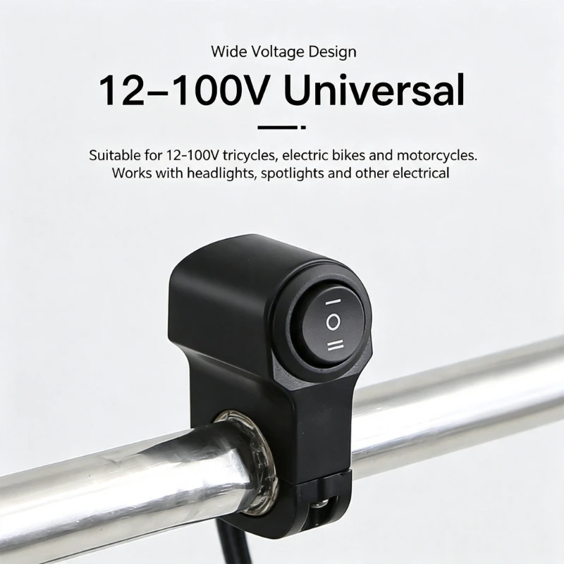 12V Motorcycle Handlebar Light Control Switches Set for 7/8 Inch Bars, Bar Mount Button Use with Metal Housing, Pack of 2 X37F