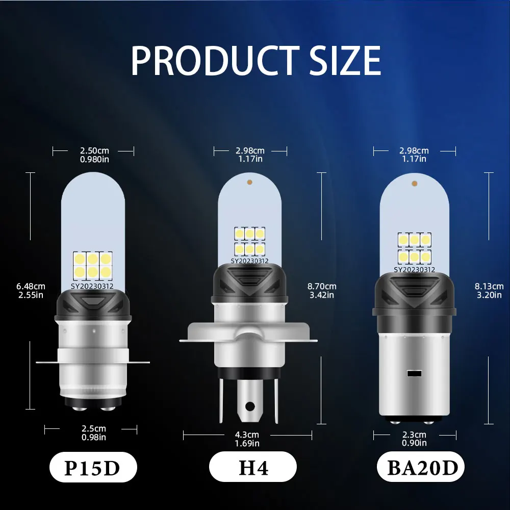 1PCS motorcycle light H4 BA20D P15D 3030LED Near and far light super bright warning light Motorcycle spotlights Universal 12V