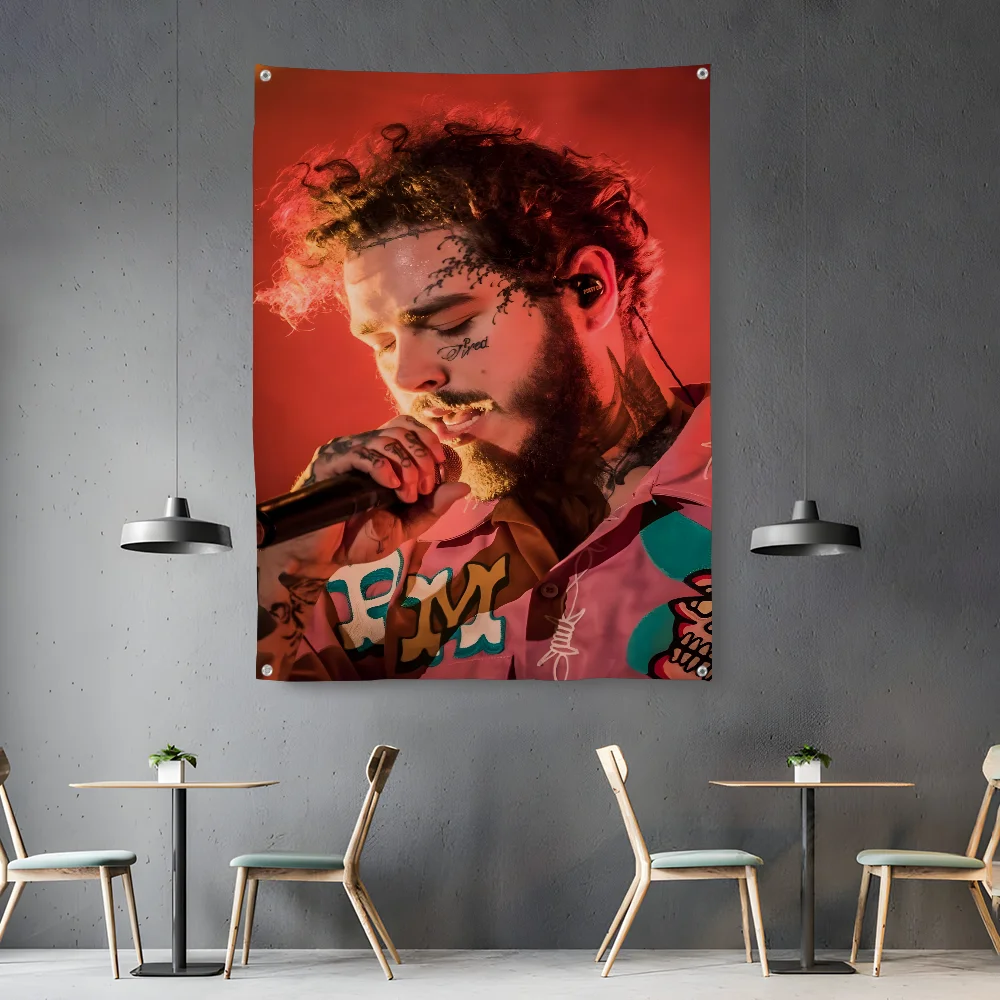 

P-Posts Malone Singer Flag Bedroom Living Room Garden Outdoor Microfiber With Holes Festival Decoration Background Art Banner