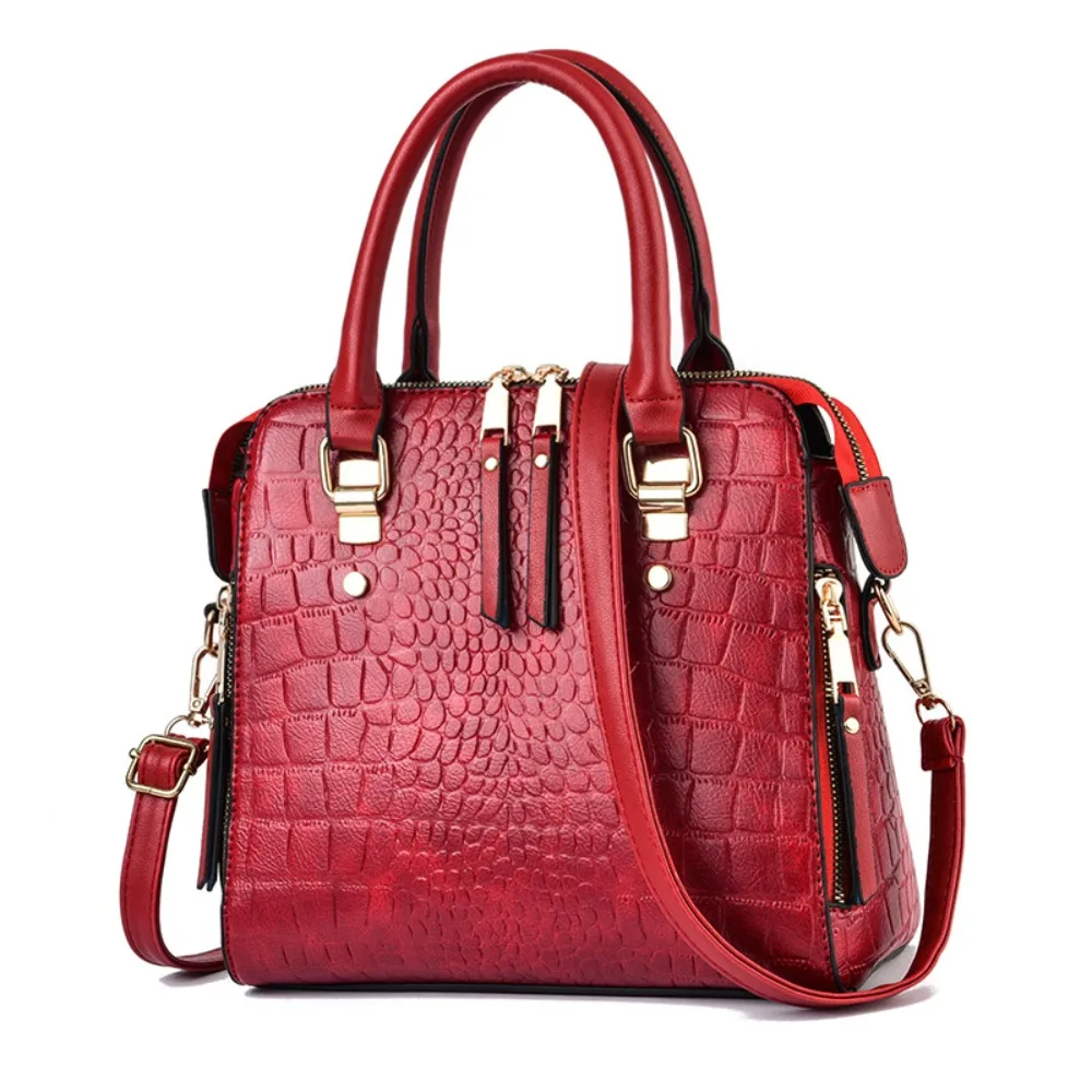 

PU Leather Ladies Hand Bags Tassel Design Shoulder Strap Crocodile Pattern Handbag Handle Design Crocodile Pattern Handle Bag