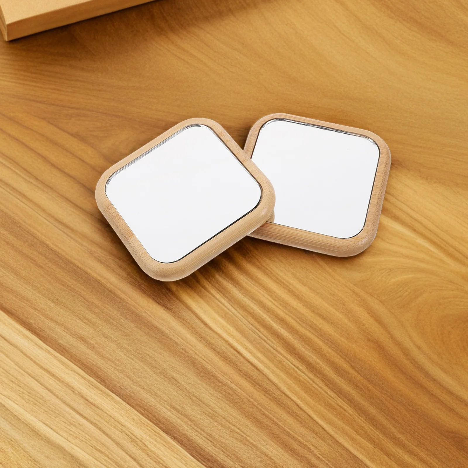 2 stuks houten compacte spiegel draagbare kleine lichtgewicht handspiegel voor reismake-up portemonnee meisjes compacte spiegels