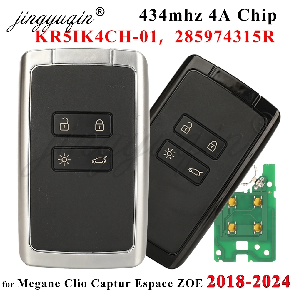 

KR5IK4CH-01 285974315 R умный дистанционный автомобильный ключ 433 МГц 4A брелок для Renault Captur Megane Clio Zoe Escpace Koleos Talisman 2018-2024