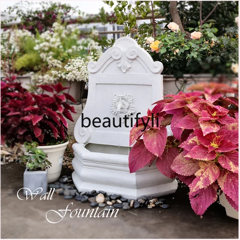 

A13 Garden solar fountain outdoor courtyard European wall hanging water simple white decorative faucet ornament