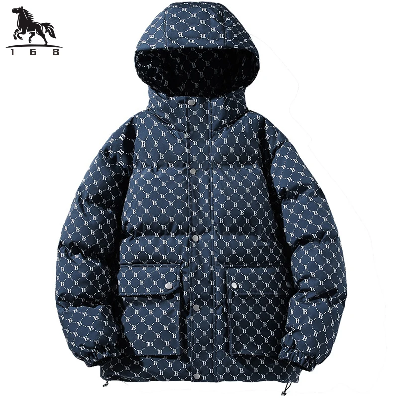 Mens Parka Stand giacca da uomo con cappuccio inverno nuovo piumino lettera giacche calde uomo business cappotto per il tempo libero cappotti per adolescenti 8809