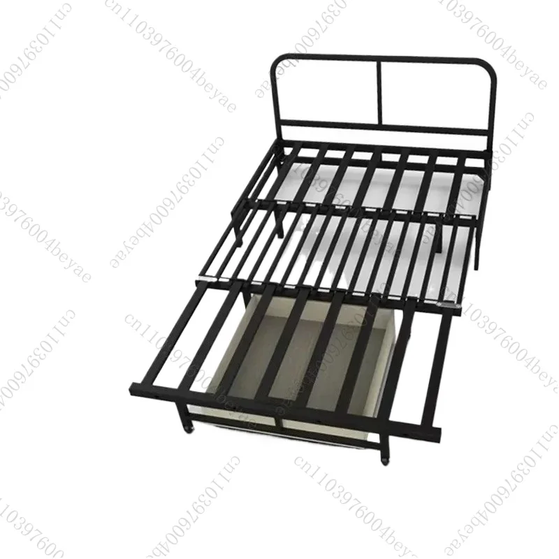 Three-section telescopic push-pull pull-out metal bed frame dual-purpose sofa bed iron frame multi-functional wrought iron