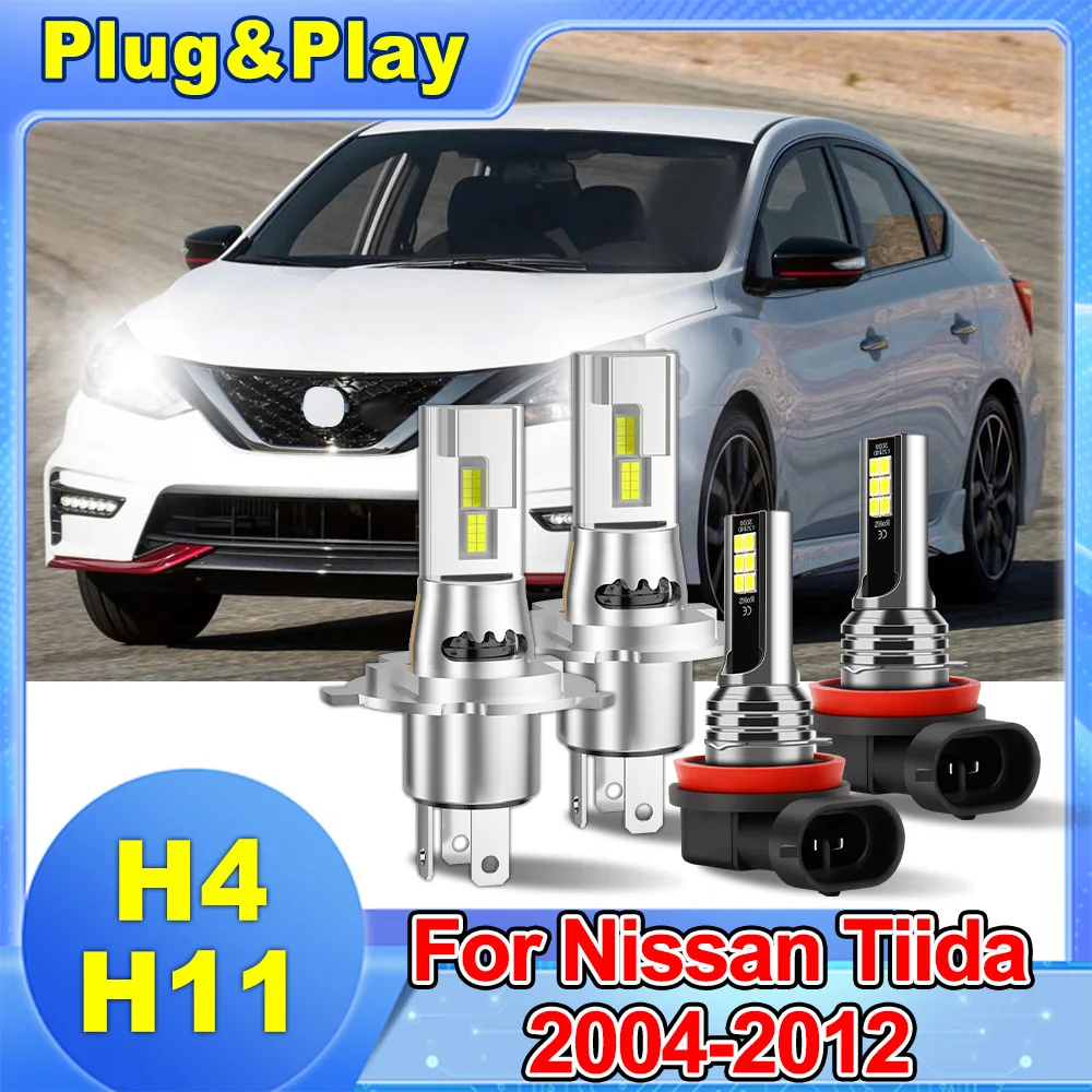 

Для Nissan Tiida 2004-2012 H4 200 Вт комплект светодиодных ламп для фар дальнего и ближнего света H11 комплект для переоборудования противотуманных фар для повышенной видимости
