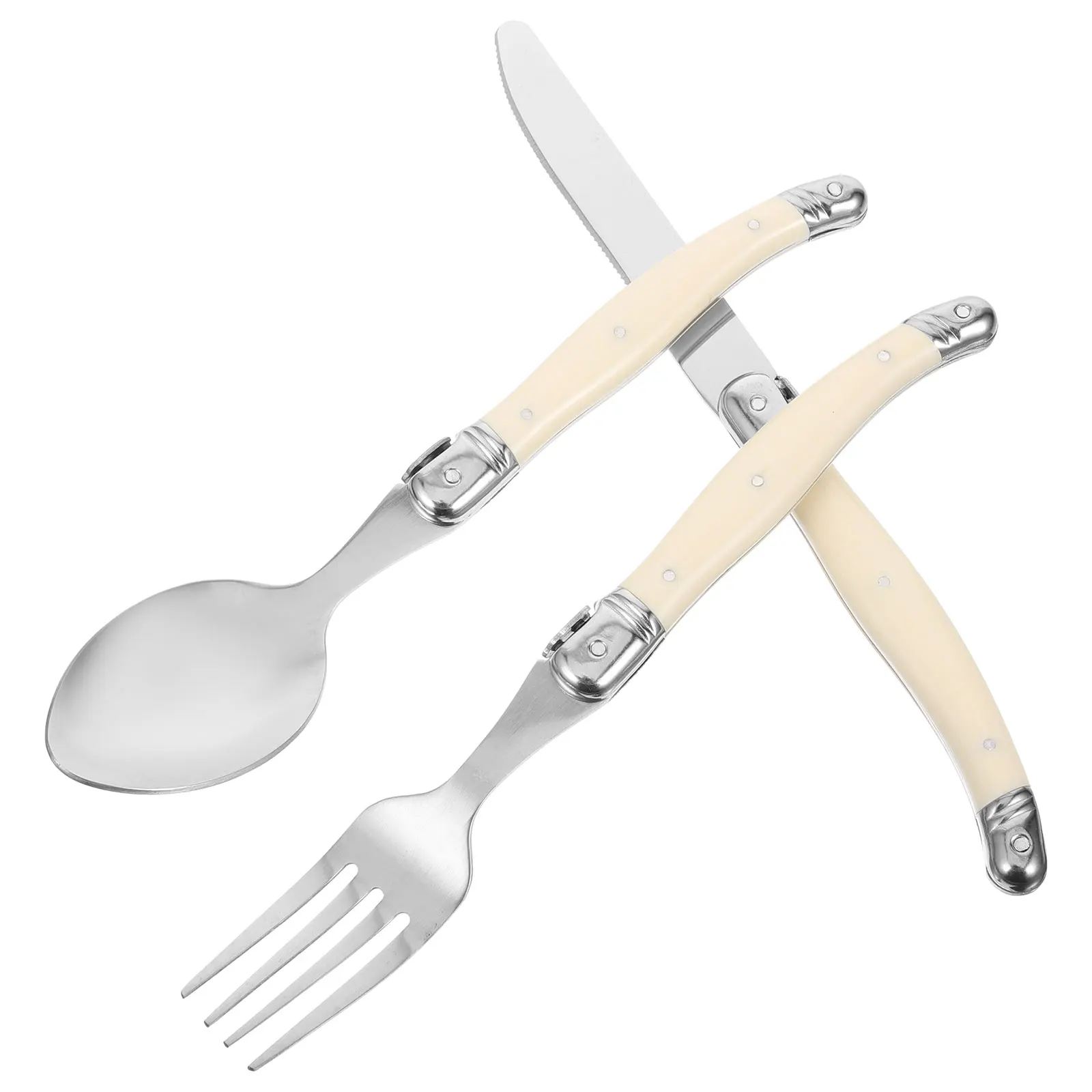 

Western Style Cutlery Spoon Set Fork Silverware Plastic Stainless Steel Utensils