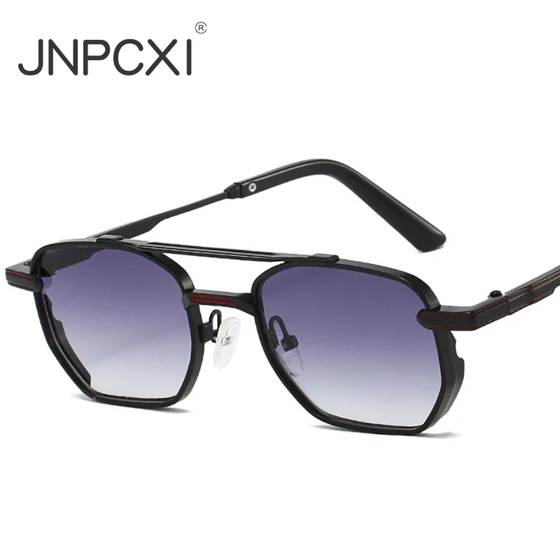 JNPCXI New Vintage Double Bridges Pilot Women Sunglasses Metal Frame Gradient Shades UV400 Men Trending Sun Glasses