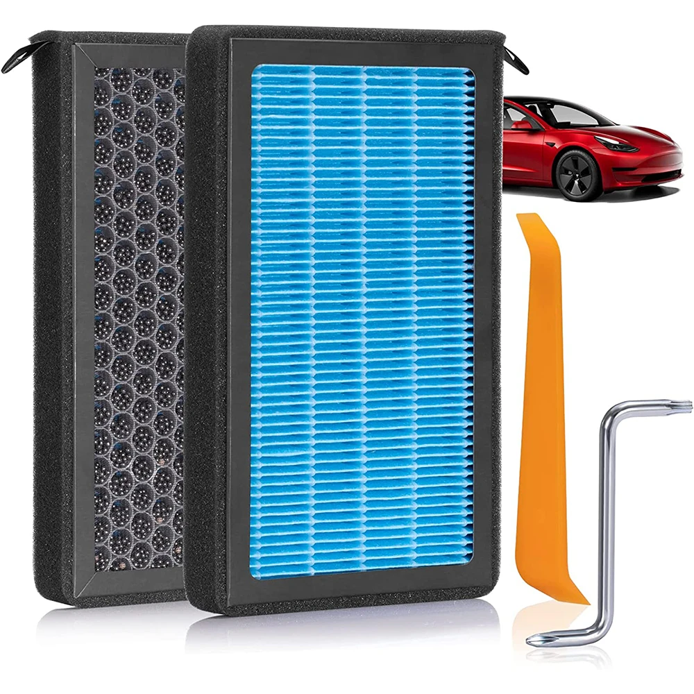 

For Tesla Model 3 Model Y HEPA Activated Carbon Air Filter Auto Conditioner Filter Element Replacement Kits Cabin Air-Filters