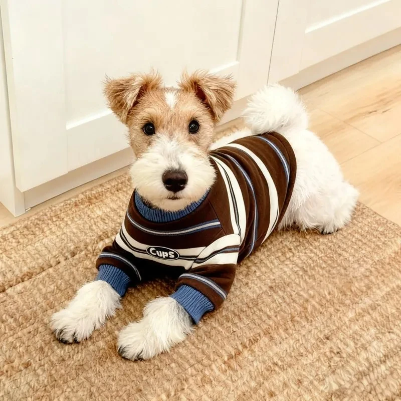 Suéter Cálido a Rayas para Mascotas, Ropa para Perros y Gatos, Otoño Invierno, Ropa para Cachorros de Raza Pequeña, Teddy, Bi...