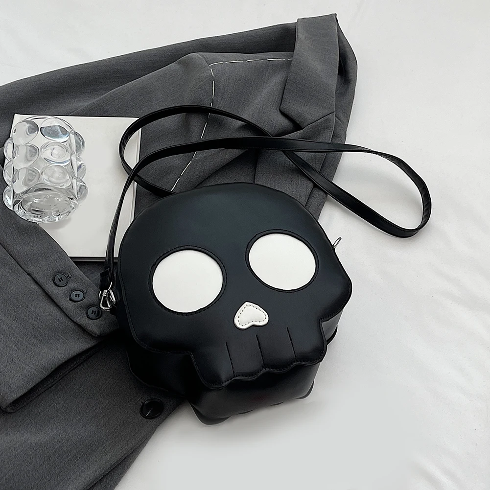 Kobiety trumna tornister torebka gotycka torba na ramię PU skóra kształt czaszki etui na telefon komórkowy Y2K torby Crossbody Halloween wszechstronna torba — zdjęcie 4