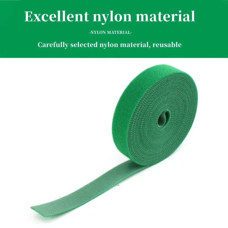 2 rolls Self Adhesive Nylon Cable Tie Adjustable Plants Hook Loop Support Garden Twine Bandage Reusable Fastener Tape Strips