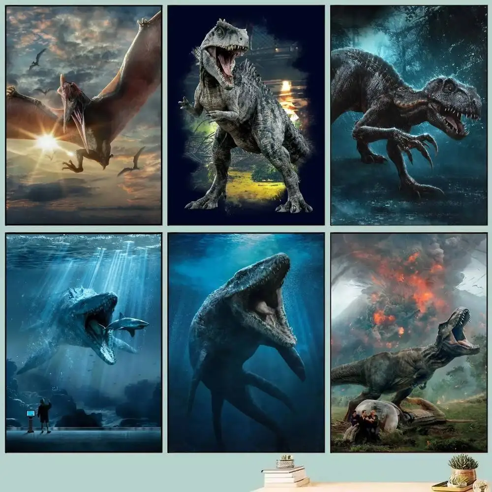 Dinosaur Velociraptor Movie J-Jurassic World Posters Self Adhesive Waterproof Ideal For Living Room Bedroom Bar Decoration