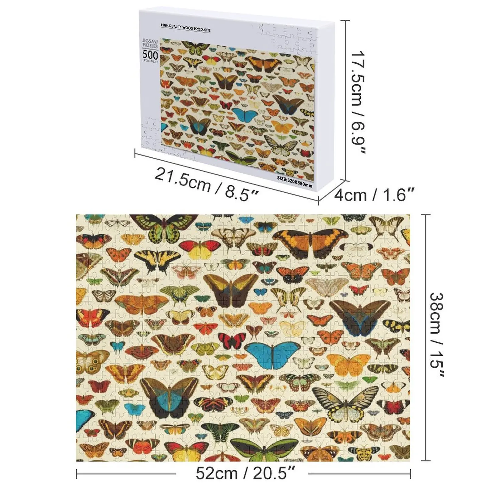 ヴィンテージのカラフルな蝶のコレクション ジグソーパズル カスタムギフト パーソナライズされたおもちゃ カスタマイズされた写真パズル
