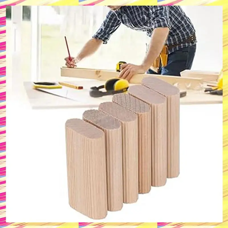 

ABJJ 50 Pieces Of 6Mm Domino Wooden Dowel Connectors, Beech Wood Plugs, Woodworking Furniture Splicing Connectors Durable Easy T