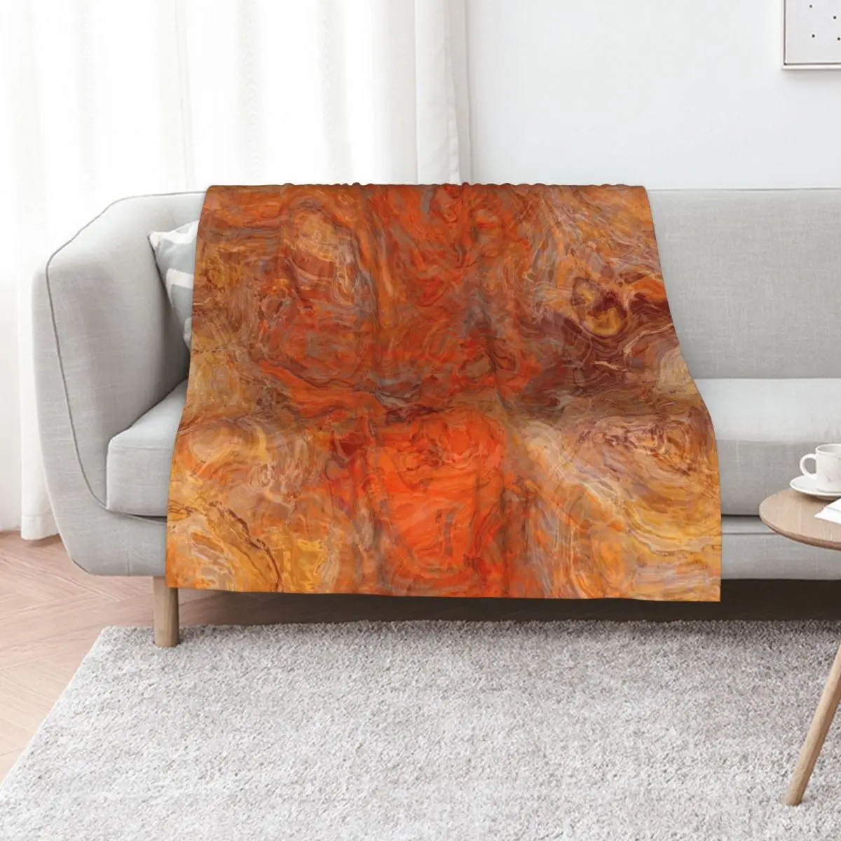 

Gold and Rust Swirl Throw Blanket bed plaid Decorative Sofa Personalized Gift Thermal Blankets