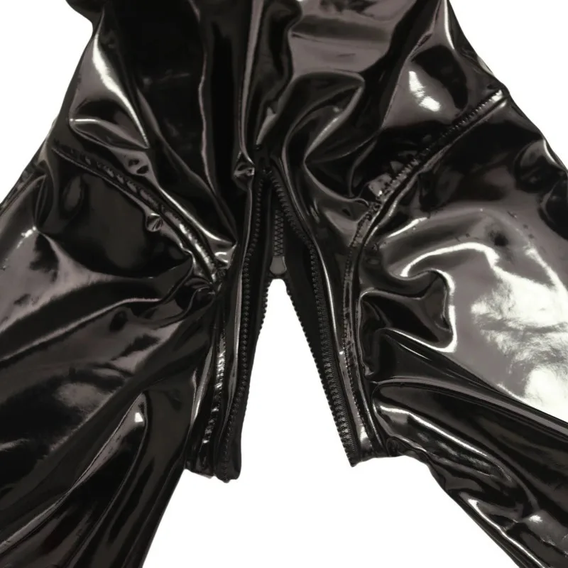 Sexy Women 3D Bodysuit PU Latex Elastic Tight Faux Leather Oil Shiny Bandage Bodycon Jumpsuit Stage Catwalk CD Cosplay Club Wear