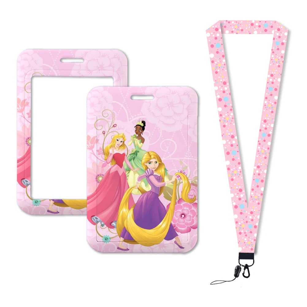 Disney Princess New Arrival Card Holder Student Keychain Girl Bus Metro Protective Case School Card Cover Kid Personalized Gifts