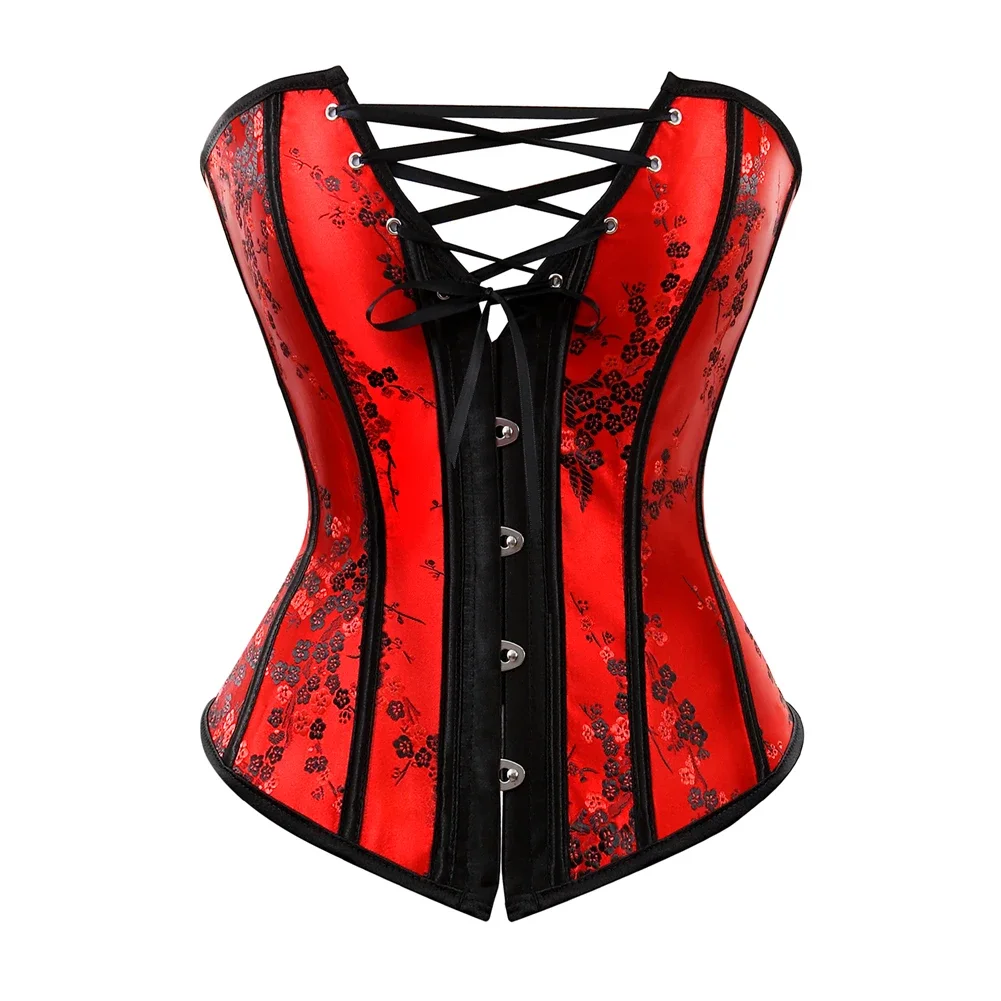 Wedding Corset Shirt for Women Gothic Lace Boned Bustier Embroidery Corsage Dress Steampunk Showgirl Carnival Party Costume