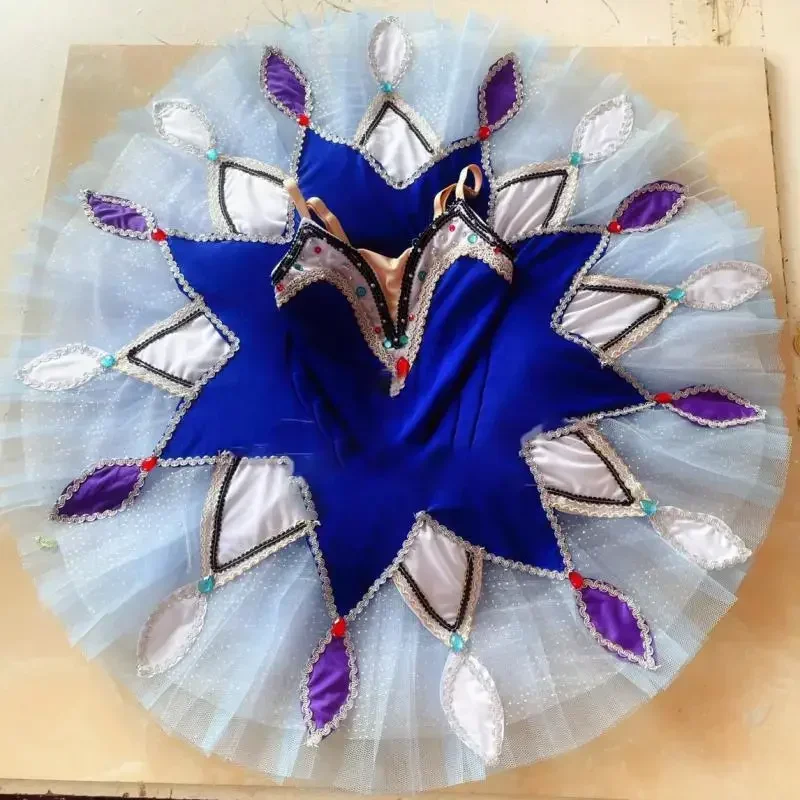 

2022 New Professional Ballet Tutu Blue Million Clown Variation Pancake Tutu Ballet Performance Costumes Ballet Dress Girls Women