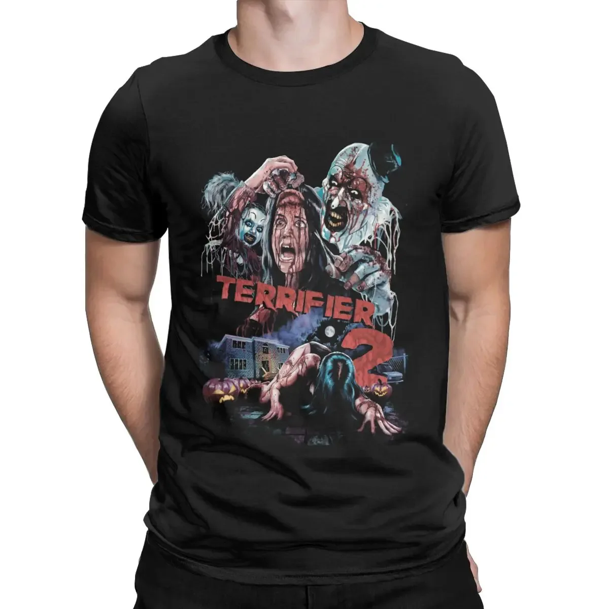 Terrifier 2 Men's clothing 100% Cotton Leisure T-Shirt horror movies slasher film scary scream movie Short Sleeve Clothes 6XL