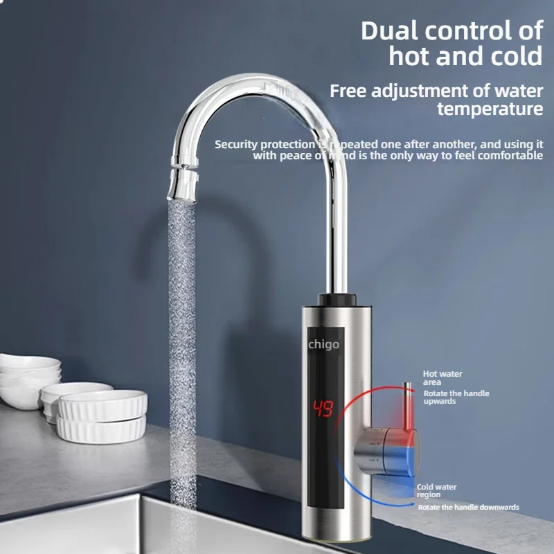 

Electric Kitchen Water Heater Tap Instant Hot Water Faucet Heater Cold Heating Faucet Tankless Instantaneous Water Heater