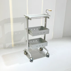 Gold Hairdressing Cart Trolley Organizer With Wheels Portable Aesthetics Auxiliary Hairdresser Salon Golden Wooden Hospital Iron