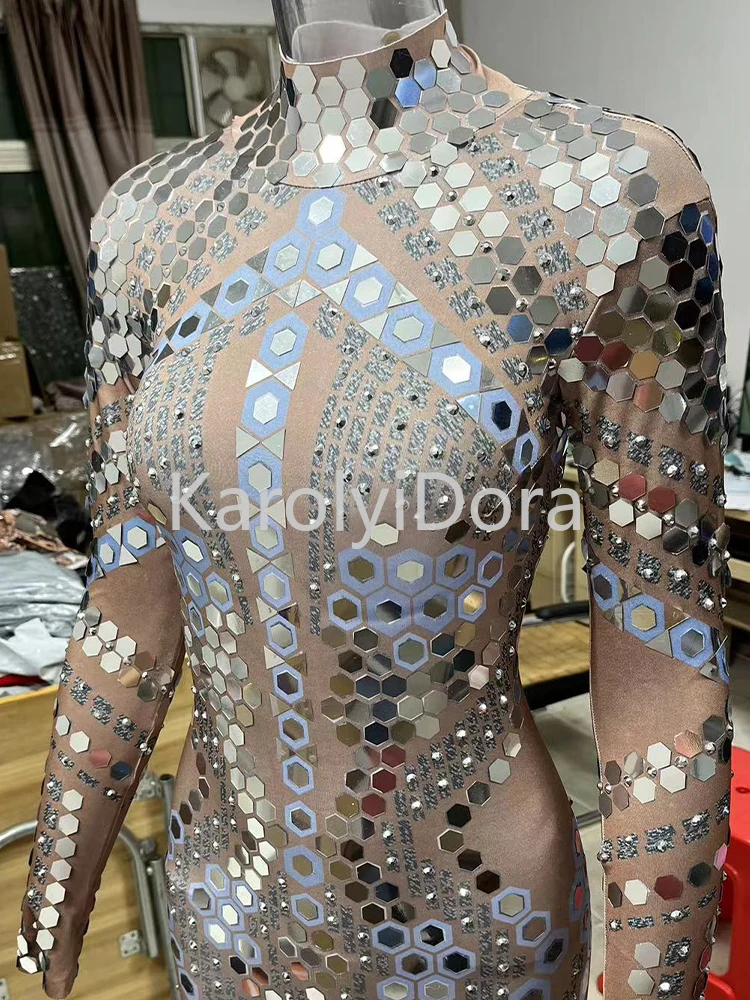 Sequin Diamond Jumpsuit Car Model Show Nightclub Bar Shining Rhinestones Show girl Performance Costumes Fashion Stage Costumes