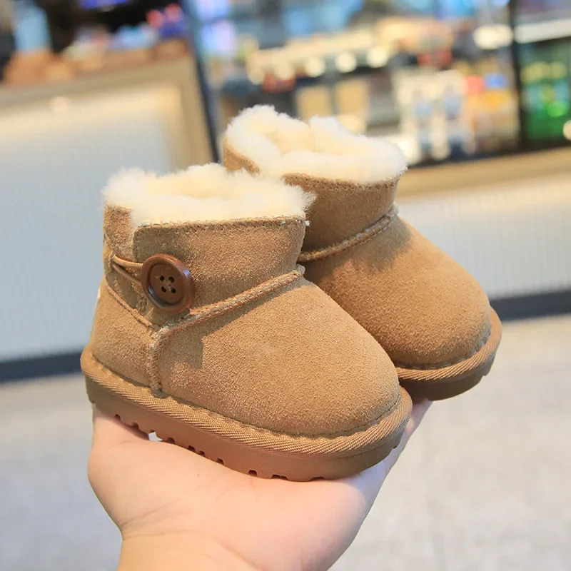 

Winter Warm Plush Snow Boots for Boys and Girls Korean Soft Soles Baby Toddler Cotton Shoes First Walkers