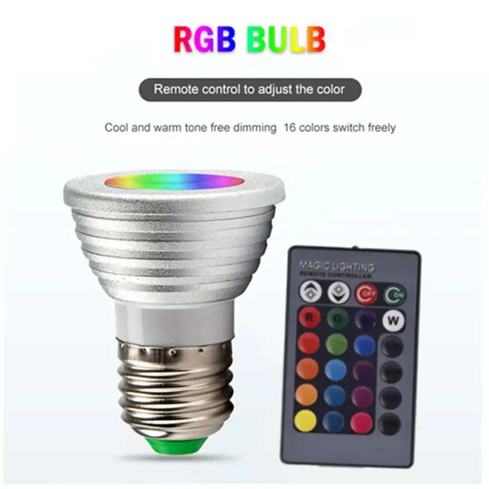 E27 Has Flash LED Bulb RGBW Colorful Spotlight Blub Remote Control Atmosphere Memory Lights Changeable Decorative Lights