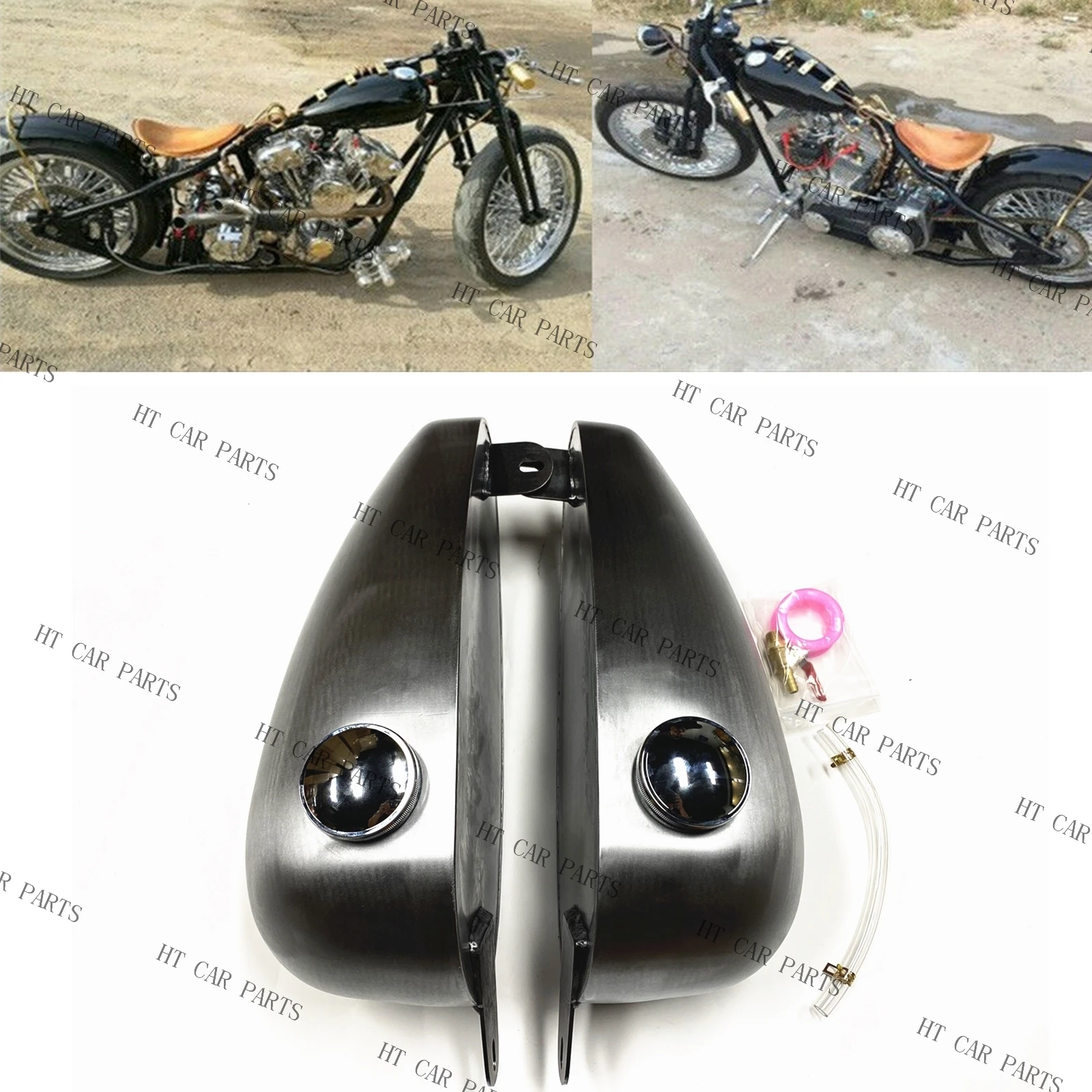 Motorcycle Vintage Fuel Tank Gas Retro Petrol Tank For Retro Drip Flatside Fat Bob Splitted 1 set Petrol Gas Fuel Tank